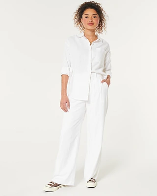 Hollister Livvy Ultra High-Rise Linen-Blend Wide-Leg Pants