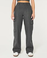 Ultra High-Rise Baggy Linen-Blend 3-Pocket Cargo Pants