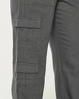 Ultra High-Rise Linen-Blend Baggy 3-Pocket Cargo Pants