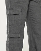 Ultra High-Rise Baggy Linen-Blend 3-Pocket Cargo Pants