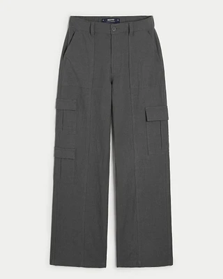 Ultra High-Rise Baggy Linen-Blend 3-Pocket Cargo Pants