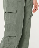 Ultra High-Rise Linen-Blend Baggy Cargo Pants