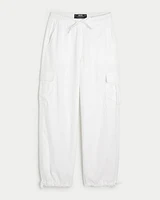 Adjustable Rise Linen-Blend Parachute Cargo Pants