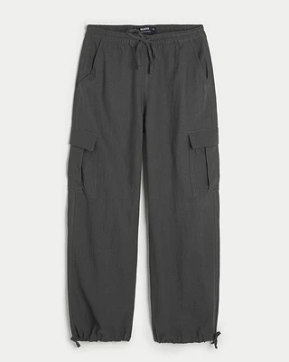 Adjustable Rise Linen-Blend Parachute Cargo Pants