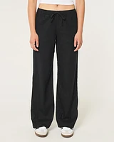 Adjustable Rise Linen-Blend Wide-Leg Pull-On Pants