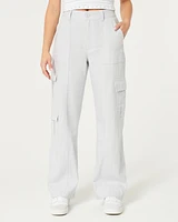 Ultra High-Rise Linen-Blend Baggy 3-Pocket Cargo Pants