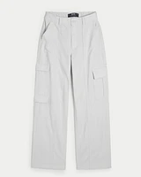 Ultra High-Rise Linen-Blend Baggy 3-Pocket Cargo Pants