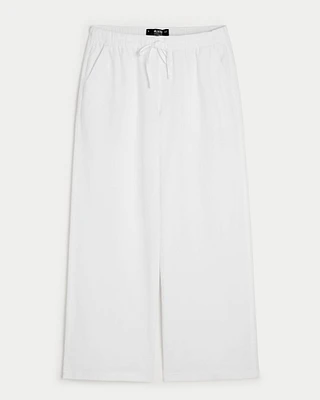 Hollister Ella Adjustable Rise Pull-On Linen-Blend Wide-Leg Pants