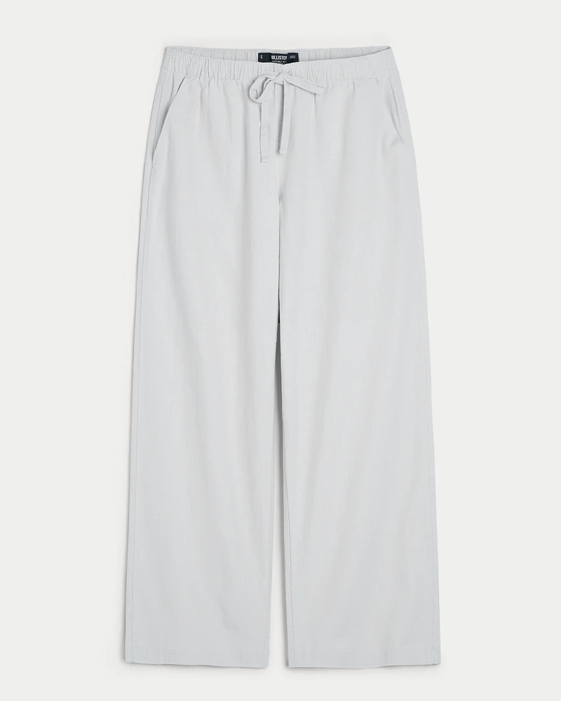 Hollister Ella Adjustable Rise Pull-On Linen-Blend Wide-Leg Pants