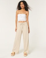 Hollister Ella Adjustable Rise Pull-On Linen Blend Wide-Leg Pants