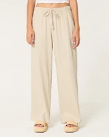 Hollister Ella Adjustable Rise Pull-On Linen Blend Wide-Leg Pants