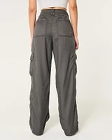 High-Rise Tencel Baggy Cargo Pants