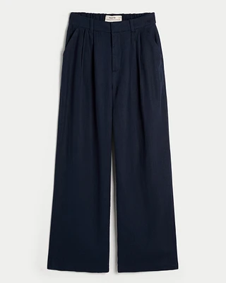 Hollister Livvy Ultra High-Rise Linen-Blend Wide-Leg Pants