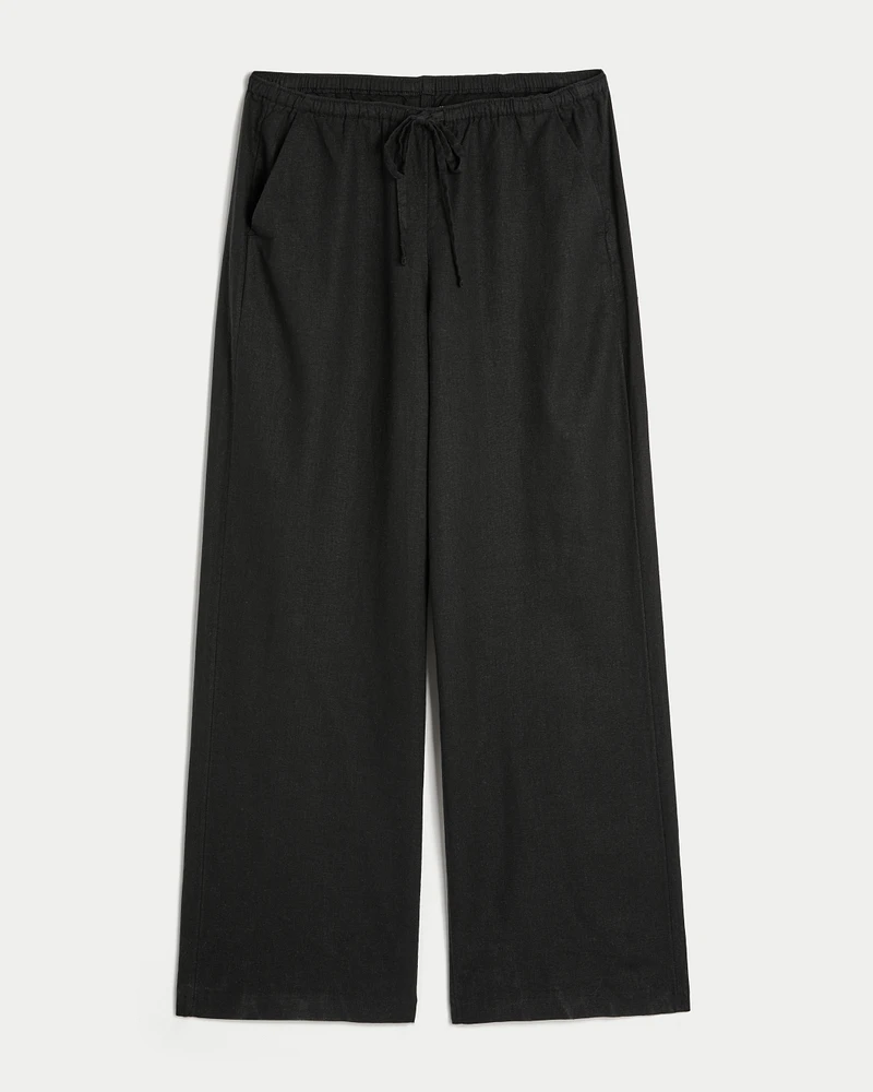 Linen-Blend Pull-On Baggy Pants