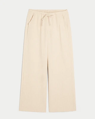 Linen-Blend Pull-On Baggy Pants