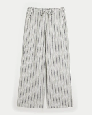 Linen-Blend Pull-On Baggy Pants