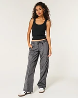 Ultra Low-Rise Poplin Baggy Pants