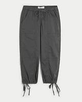 Low-Rise Poplin Baggy Capri Pants