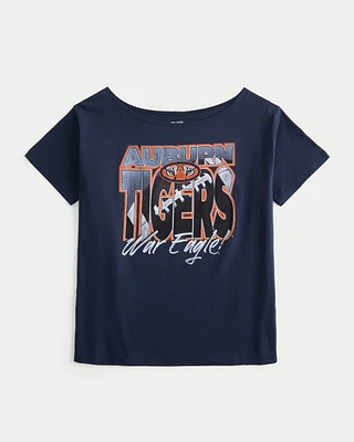 Oversized Off-the-Shoulder Auburn Tigers Graphic Tee