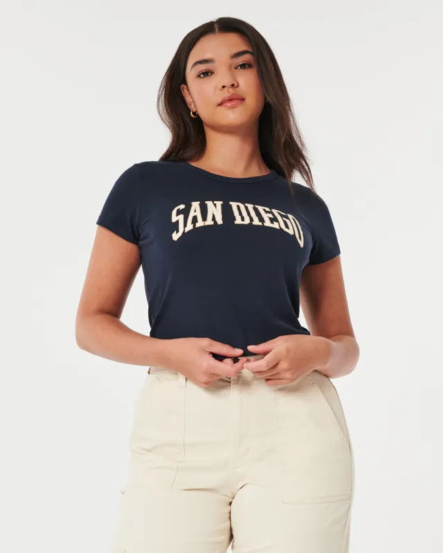 Hollister Women's California Easy Fit Lightweight Crew T-Shirt (Single or  2-Pack) HOW-10.2 (X-Small, 1863) at  Women's Clothing store