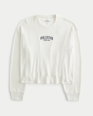 Easy Cozy Ribbed Long-Sleeve Logo Graphic Tee