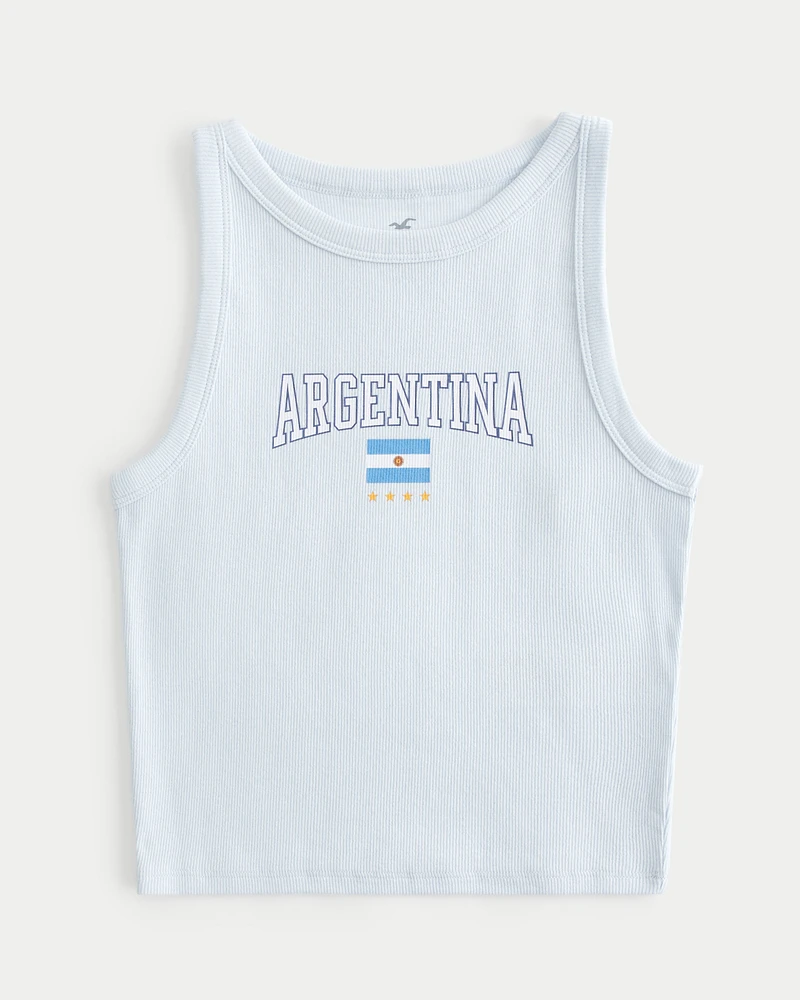 Ribbed Argentina Graphic High-Neck Tank