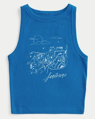 Ribbed Santorini Graphic High-Neck Tank