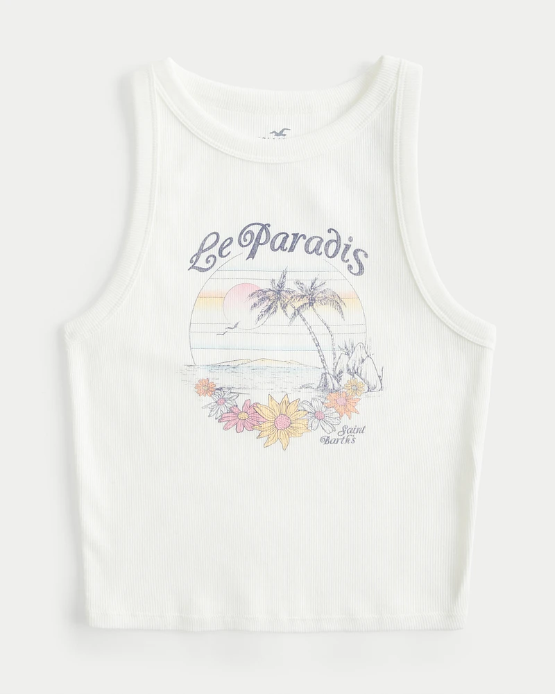 Ribbed Le Paradis Graphic High-Neck Tank