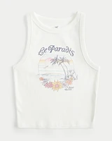 Ribbed Le Paradis Graphic High-Neck Tank