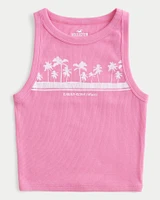 Ribbed Kailua-Kona Hawaii Graphic High-Neck Tank