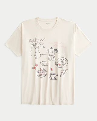 Oversized Le Petit Déjeuner Graphic Tee