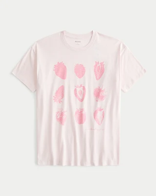 Oversized Strawberry Graphic Tee