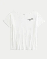 Oversized Off-the-Shoulder Club de Raquette Graphic Tee
