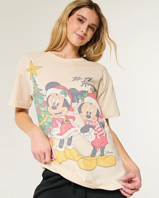 Oversized Minnie & Mickey Mouse Graphic Tee