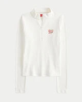 Ribbed Lunar New Year Graphic Half-Zip Top