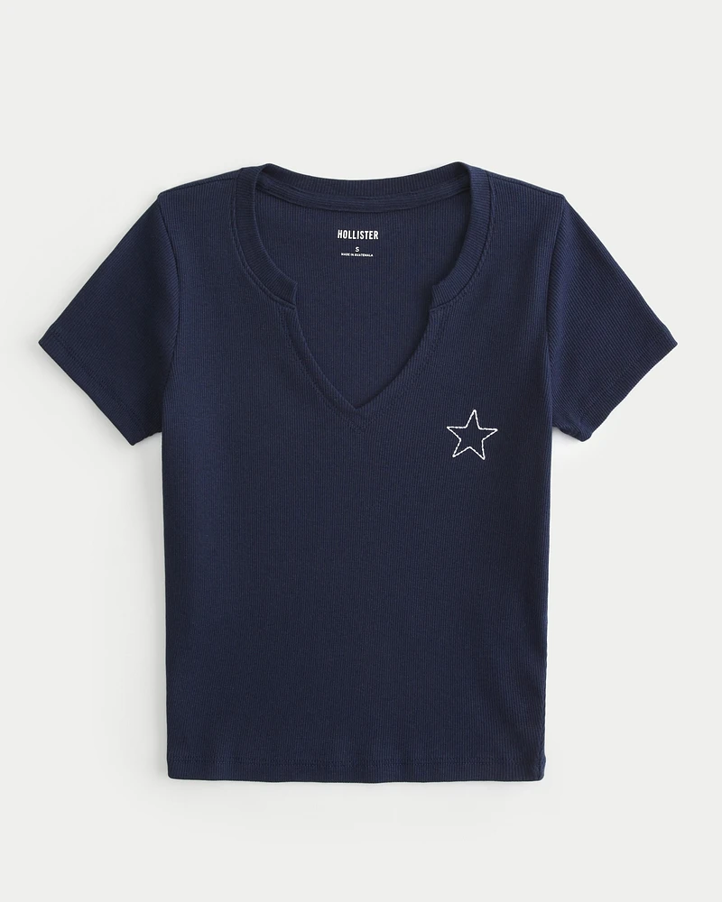 Ribbed Star Graphic Baby Tee