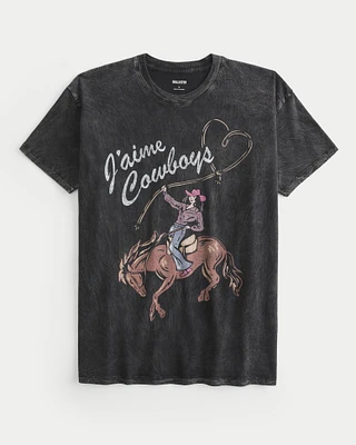 Oversized J'aime Cowboys Graphic Tee