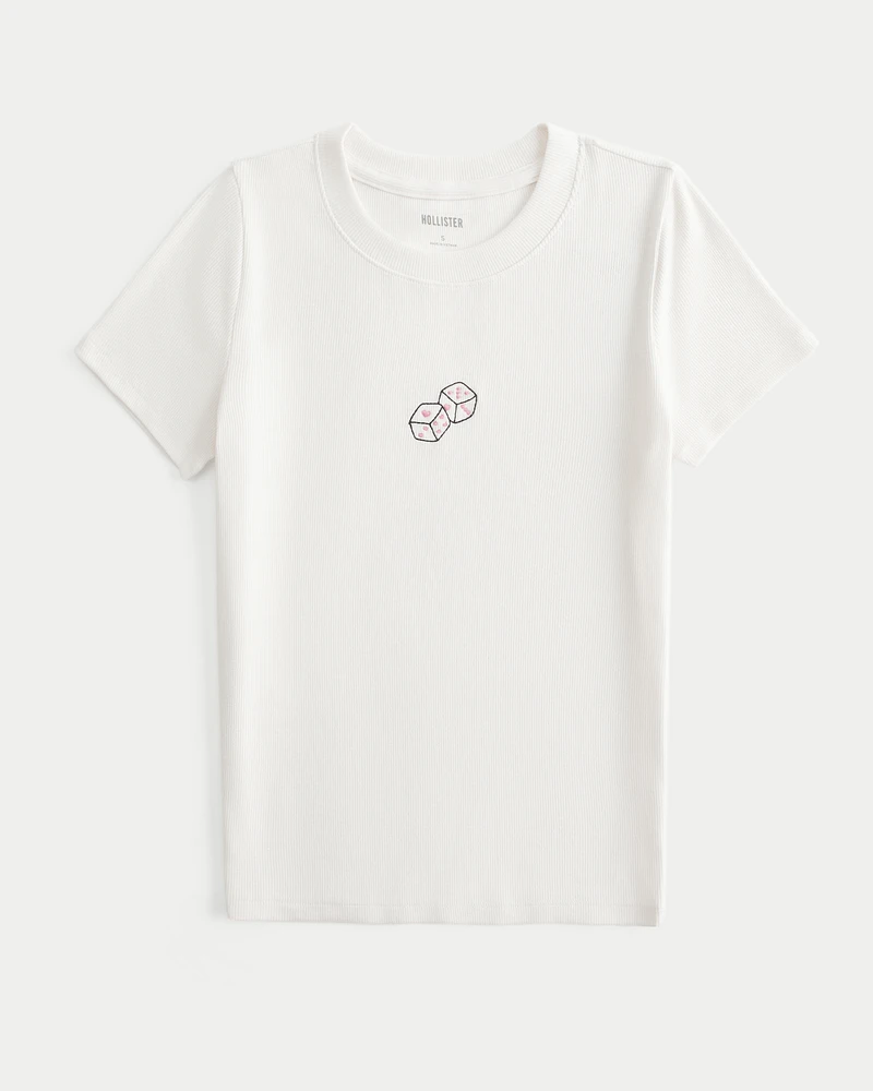 Ribbed Longer-Length Dice Graphic Baby Tee