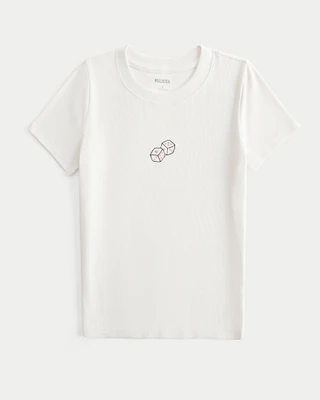 Ribbed Longer-Length Dice Graphic Baby Tee