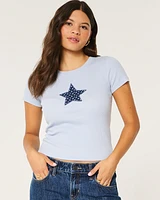 Ribbed Star Graphic Crew Baby Tee