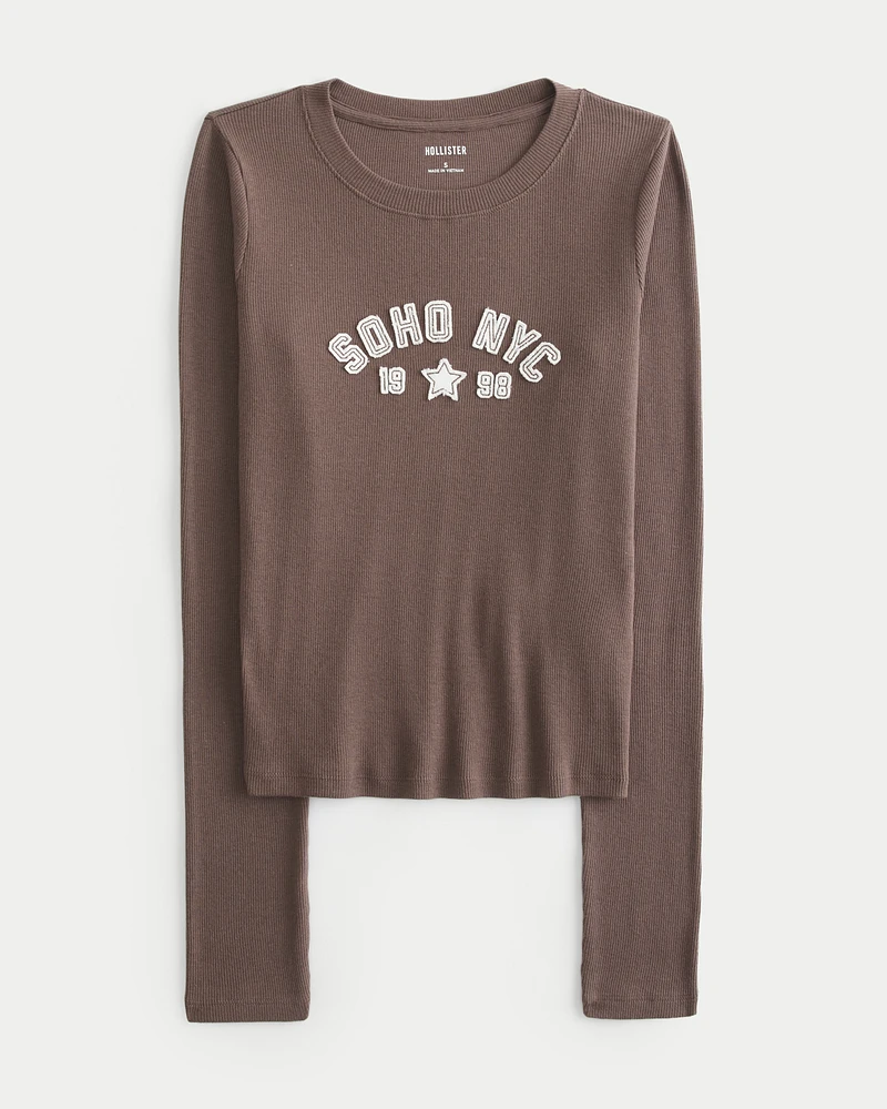 Ribbed SoHo NYC Graphic Long-Sleeve Baby Tee