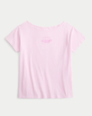Oversized Off-the-Shoulder New York Raceway Graphic Tee