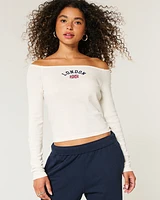 Easy Off-the-Shoulder London Graphic Tee