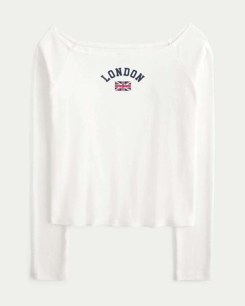 Easy Off-the-Shoulder London Graphic Tee