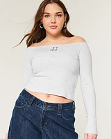 Easy Teddy Bear Graphic Off-the-Shoulder Top