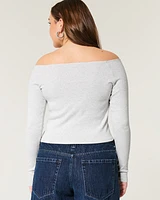 Easy Teddy Bear Graphic Off-the-Shoulder Top