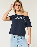 Easy Off-the-Shoulder Los Angeles Graphic Tee