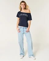 Easy Off-the-Shoulder Los Angeles Graphic Tee