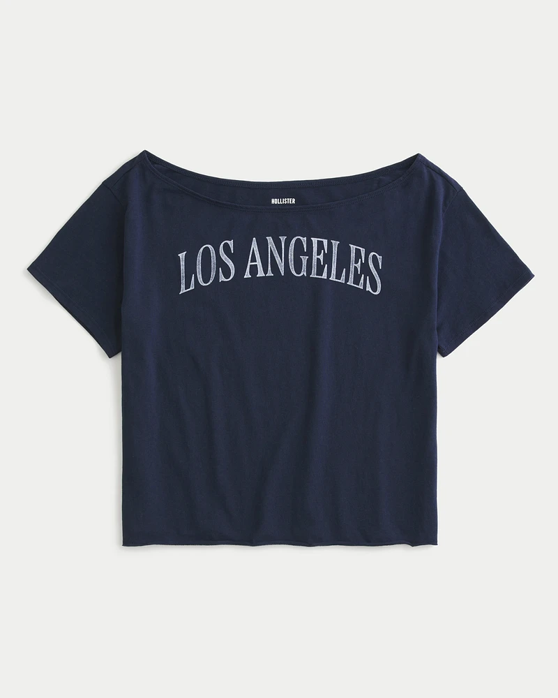 Easy Off-the-Shoulder Los Angeles Graphic Tee