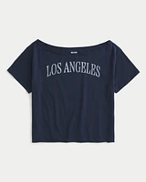 Easy Off-the-Shoulder Los Angeles Graphic Tee